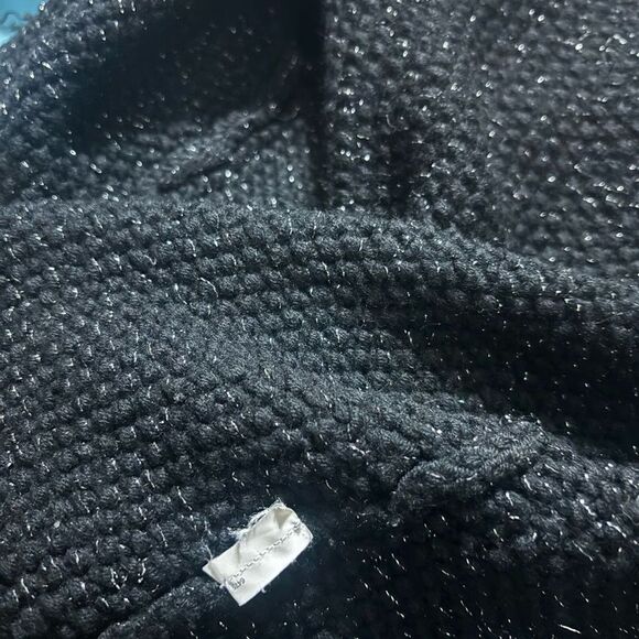 J. crew Handknit Lambswool Black Silver Blazer Style Hook and Loop Cardigan M - Picture 8 of 9